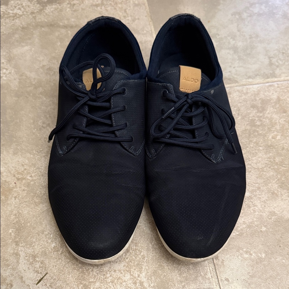 Aldo Men's Navy Sneakers with White Soles
